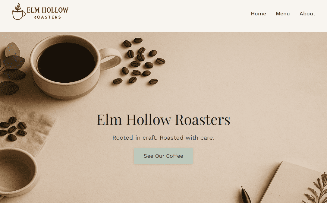 Homepage preview of Elm Hollow Roasters