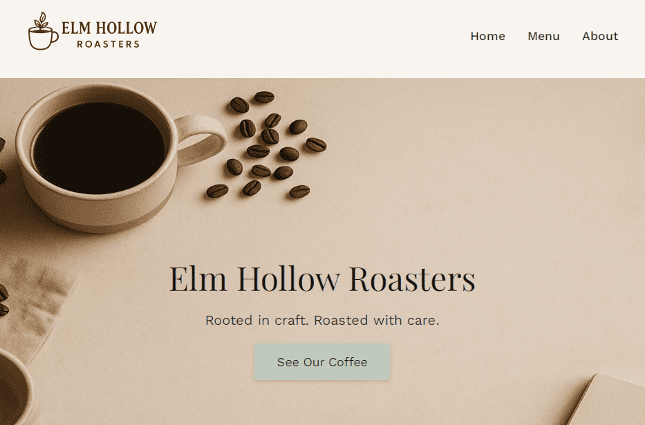 Thumbnail view of Elm Hollow Roasters website project