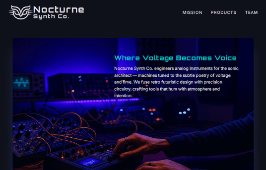 Thumbnail view of Nocturne Synth Co website project